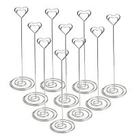 10pcs 8.6 Inch Tall Place Card Holders Heart Shape Table Number Holder Stands Picture Photo Note Memo Clip for Wedding