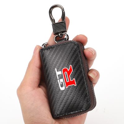 ☍☫ For Nissan GTR R35 R34 Racing Car Accessories Carbon Fiber Car Key Case Men Ladies Key Storage Bag