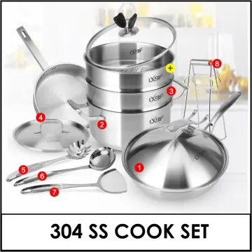 World's Finest 7-Ply Steam Control 17pc T304 Stainless Steel Cookware Set