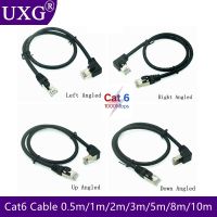 ☒☇ 10m 5m 1m RJ45 cable 26AWG CAT6 UTP Side Angled L Shape RJ45 Patch Cord Shape Ethernet Cable CAT5 Lan Cable Gigabit CAT6 Elbow