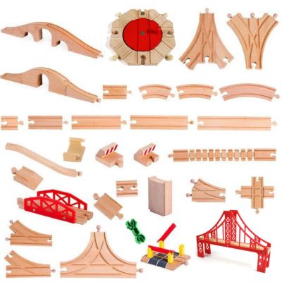Wooden Track Railway Toys Beech Wooden Train Track Parts Accessories Fit Biro All Brands Wood Track Educational Toys for Kids