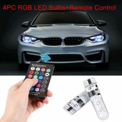 4Pcs 5050 W5W 6SMD RGB LED Multi Color Light Car Wedge Bulbs Remote Control for Dropshipping Wholesale Bulbs  LEDs  HIDs
