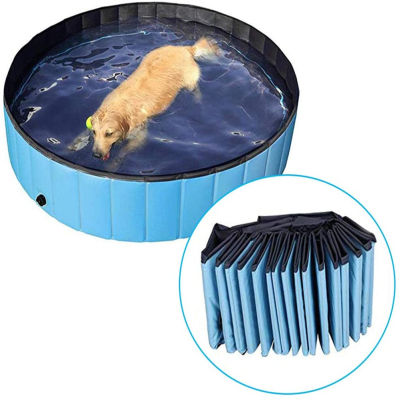Versatile Pet Bathtub Foldable Dog Pool Summer Paddling Pool with Drain Plug