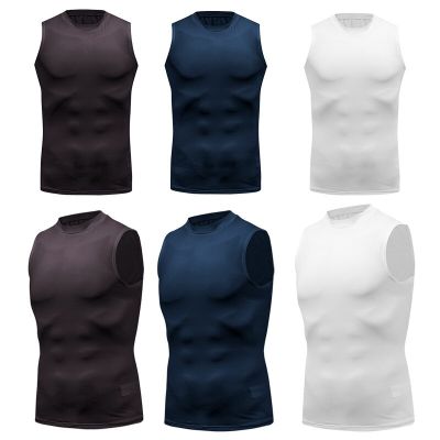 ：“{—— Mens Fitness Compression Sleeveless Shirt Gym Tank Top Quick Dry Fit Bodybuilding Workout Stringer Singlets Sport Running Vest