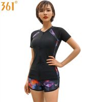 361 Women Tankini with Shorts Female Swimsuit Sports Swimwear M-XXXL Two Pieces Bathing Suits Short Sleeve Surfing