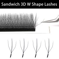 【cw】 W Sandwich Extension Cluster Lashes Premade Volume Fans Individual False Eyelashes !