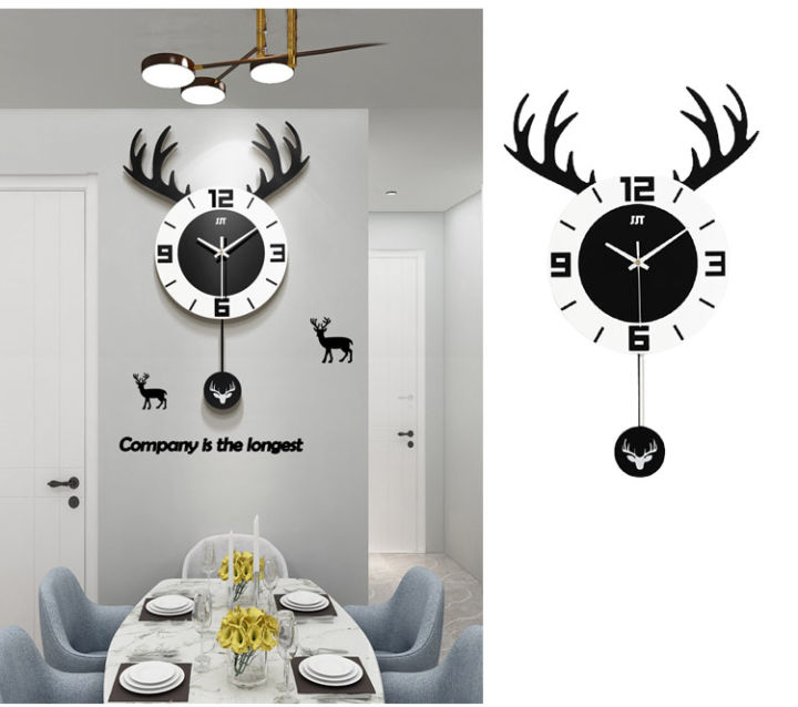 wingtiger-นาฬิกาติดผนังรูปหัวกวางสร้างสรรค์สไตล์นอร์ดิก