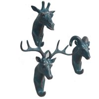 Deer head hooks creative three dimensional animal heads  European style living room doors  back walls  clothes  walls  keys deco Picture Hangers Hooks