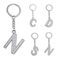 ZRM Fashion Charm 26 English Letters A-Z Alphabet Keychains Car Bag Crystal Rhinestones Alloy Name KeyChains Jewelry