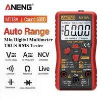 ANENG M118A มินิมัลติมิเตอร์แบบดิจิตอลเครื่องทดสอบ Mmultimetro True Rms Tranistor พร้อม NCV ข้อมูลถือ6000 นับไฟฉาย