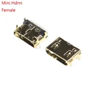 10pcs Mini HDMI-compatible Female Connector SMD 19 pin Reflow Solderable Right Angle Surface Mound PCB Rohs Receptacle