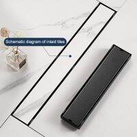 Black Invisible Floor Drain Stainless Steel Floor Drains 20-120CM Waste Filter Drainage Anti-odor Shower Drain 6.8cm Wide Traps  Drains