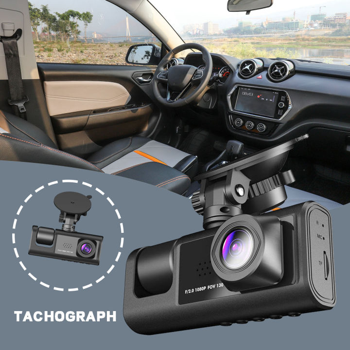 hd-1080p-จอถอยหลังกล้องติดรถยนต์2หน้าจอขนาดนิ้วพร้อมรถวิสัยทัศน์ตอนกลางคืน-dvr-สำหรับยานพาหนะที่จอดรถด้านหน้าถอยหลัง