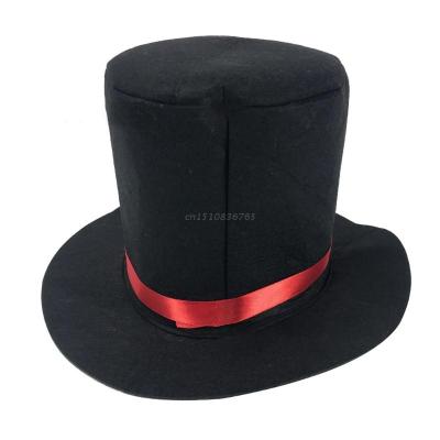 หมวกเสื้อสีดำนักมายากลหมวกทรง Bowler บนหมวกด้านบนชุดแฟนซีชุดนักมายากลหมวกแสดงแจ๊สหมวกเวที