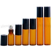 5PC 3/5ML Amber Black Bottle Caps Can Hold Essential Oil Metal Ball Roller Bottle 3ml 5ml 10ml Glass Sub-bottle Amber Glass Jar