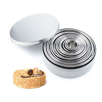 12pcsset Cookie Mould Stainless Home-made Biscuit Circle Pastry Cutters Baking Pudding Mousse Tiramisu Ring Molds Cake DIY