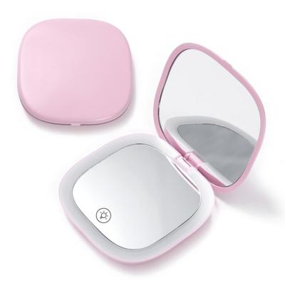 1 Set Stylish Pocket Mirror Convenient Wide Application Portable Mini LED Magnifying Cosmetic Mirror Mirrors