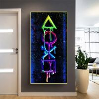 Gamer Room โปสเตอร์และภาพพิมพ์-เกมภาพวาดผ้าใบ Arena Gaming Wall Art รูปภาพ-Graffiti Art - Perfect Home Decor Cuadros สำหรับวิดีโอเกมแฟน