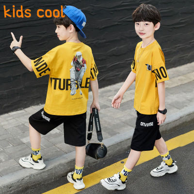 ชุดชุดปลอกแขนสั้นสองชิ้นสำหรับเด็กผู้ชายอินเทรนด์และทันสมัย2023ใหม่สำหรับกีฬาฉบับภาษาเกาหลี