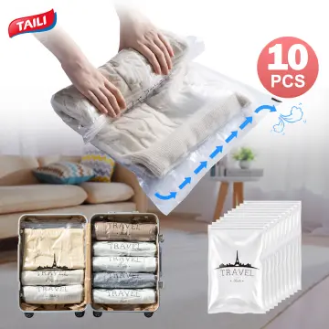 5Pcs Small Size Space Saver Vacuum Storage Bags, Hand Rolled Dust Proof  Compression Bags for Travel, Travel Space Saver Bag, Vacuum Sealer Bags for