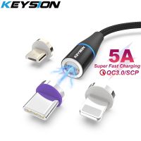 325วังฮีขายดี - / KEYSION 5A USB Type C ซูเปอร์ชาร์จอย่างรวดเร็วสายแม่เหล็กสำหรับหัวเว่ย P30 Mate 20 Pro เกียรติ20 10i USB C โทรศัพท์แม่เหล็กชาร์จลวด