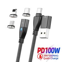 สายแม่เหล็ก PD 100W USB Typc C 60W,สายชาร์จเร็วไมโครไลท์นิ่งสำหรับ MacBook Iphone Samsung Huawei Ipad