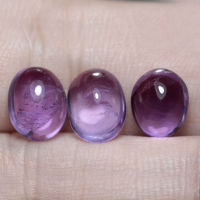 10.10 ct พลอยแท้ อเมทิสต์ ทรงไข่หลังเบี้ย สีม่วง 3 ชิ้น