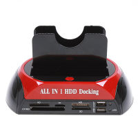 Dual Hard Drive USB 2.0 HDD Docking Station Card Reader IDE Hub With AC Adapter And USB Cable Power LED Indicator