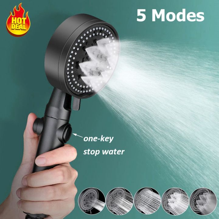 5-modes-adjustable-black-bath-shower-head-high-pressure-water-saving-shower-stop-water-shower-head-one-key-stop-bathroom-tool-by-hs2023