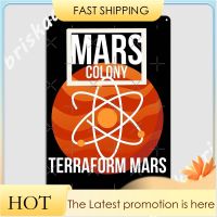 Colonize Mars Terraform Mars โลโก้โลหะบาร์ออกแบบโรงรถตกแต่งผนังดีบุกโลโก้โปสเตอร์ 20 * 30 ซม