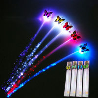 【สี Random】1Pc สีสันสดใส LED ผีเสื้อไฟเบอร์ LED ผมไฟกระพริบ Braid เรืองแสงเรืองแสง Hairpin Novelty ผมเครื่องประดับหญิงของเล่นใหม่ปีของขวัญคริสต์มาสปาร์ตี้สุ่ม