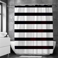 Baltan HOME LY1 Classic Black White Thick Line Stripes Art Decoration Shower Curtain Straight Hook Polyester 3D Digital Printing