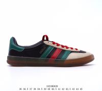 การจัดส่งฟรี Adidas Originals Gazelle Esquisite Gucci คอลเลกชันละมั่ง แก๊งต่ำ อเนกประสงค์วินเทจ สีดำและสีเขียว รองเท้าผ้าใบสำหรับผู้ชายและรองเท้าลำลองสำหรับผู้หญิง รองเท้ากระดานวิทยาเขตอเนกประสงค์