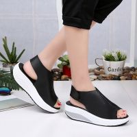 ขายดีที่สุด ioztt2023 - /♧ women sandals 2021 New Platform Leather Ladies Heels Sandals Female Shoes Fashion Toe Beach