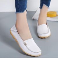 {Kasut Wanita 35-44}Lady White &amp; Black Nurse Shoes Flat Low Heel Leather Loafers Shoes