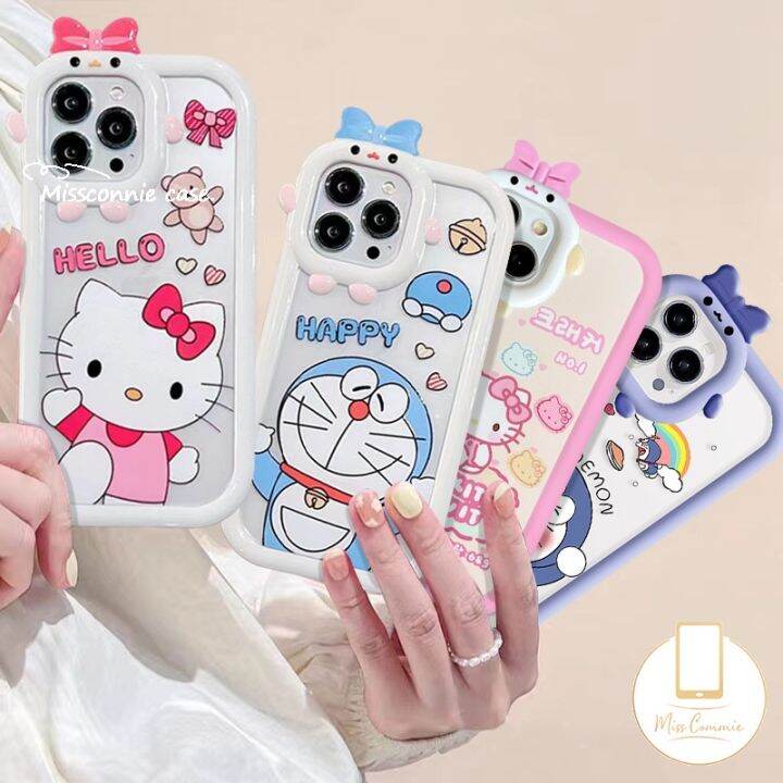 เคสโทรศัพท์มือถือแบบนิ่ม-กันกระแทก-ลายการ์ตูนเฮลโลคิตตี้-โดราเอมอน-โบว์-ลิตเติ้ลมอนสเตอร์-สําหรับ-iphone-13-12-14-max-6-6s-7-8-xr-x-xs-2020