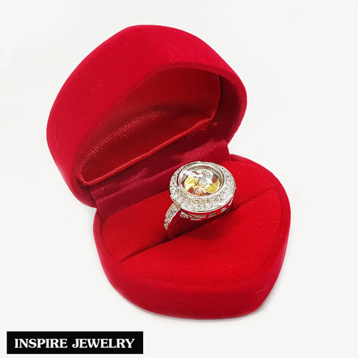 inspire-jewelry-แหวน-กังหันล้อมเพชร-งานdesign-หมุนรับทรัพย์-ตัวเรือน-หุ้มทองคำขาว-นำโชค-แชกงหมิว-เสริมดวง-อายุยืน