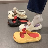 COD Fashionable bow tie Baotou semi-slippers women wear the new online celebrity super hot thick-soled sandals in the spring and summer of 2023