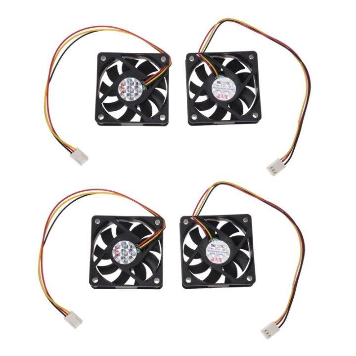 60mm 6cm DC 12V 3 Pin Computer Case CPU Cooler Cooling Fan Black 4 Pcs