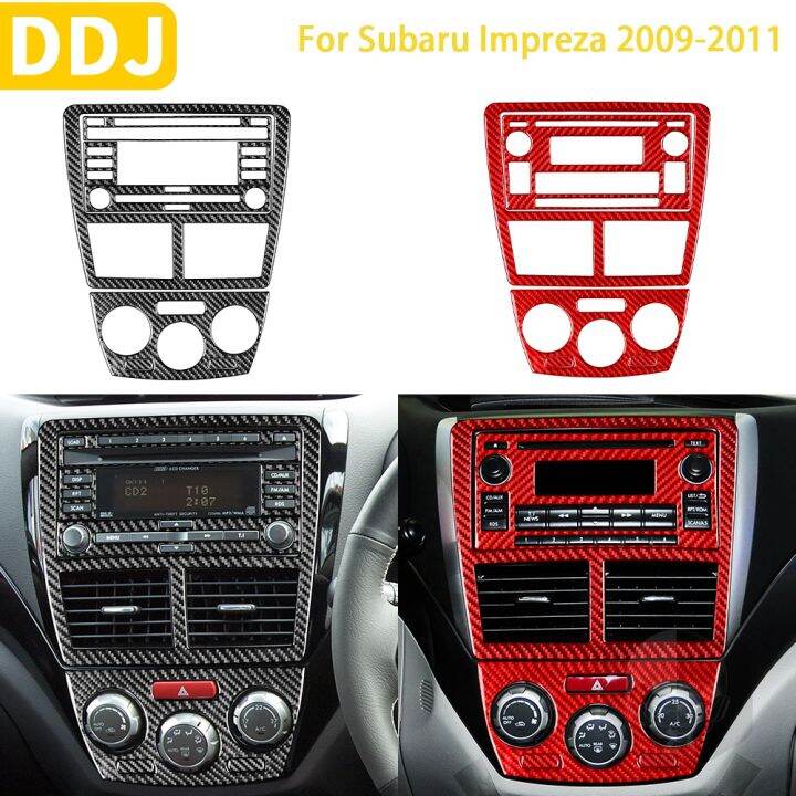 สำหรับ-subaru-impreza-2009-2010-2011อุปกรณ์เสริมรถคาร์บอนไฟเบอร์ภายในแผงควบคุมกลางชุด-cd-air-outlet-trim-sticker