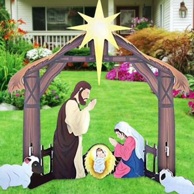 ชุดรูปปั้นจำลองการประสูติของพระเยซูคริสต์กันน้ำชุดพลาสติกตกแต่งคริสต์มาสสำหรับประดับในสวนในบ้าน