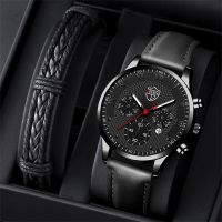 「Dark blue watch」นาฬิกาสำหรับผู้ชายธุรกิจ LeatherWristwatch ปฏิทิน DateClockMens CasualWatch Reloj Hombre