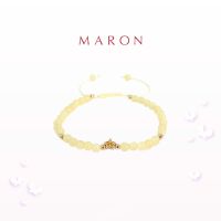 MARON - สร้อยข้อมือ (เชือกถัก) X อัญมณีมงคล เสริมดวงประจำวัน | My Lucky Stars Bracelet with Honey Calcite &amp; Citrine เงินแท้ พลอยแท้ ชุบทองเบจ Beige Gold