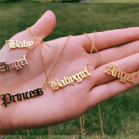 【CW】 Babygirl letter Pendants Necklace Old English Font Pricess Baby Chains