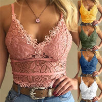 Honnyzia Shop Women Fashion Deep V Neck Floral Lace Bra y Spaghetti Straps Underwear Summer Slim Push Up Crop Top Hollow Out Sleeveless Bra Vest S-3XL