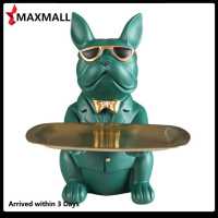 ?Quick Arrival?Resin Dog Sculpture Bulldog Figurine Storage Tray Coin Bank Home Art Statue?Arrive 1-3 Days?