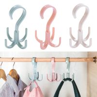 Creative 360 Rotating Four-claw Hook /Multifunctional Wardrobe Bag Storage Hanger Holder /Nail-free Tie Scarf Belt Plastic Hanger Home Storage