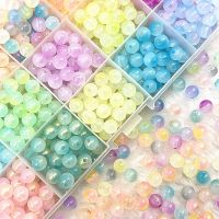 ❒☌ New 50pcs 8mm Double Color Jelly Result Round Acrylic Beads Loose Spacer Beads Pattern for Jewelry Making DIY Bracelet Necklace