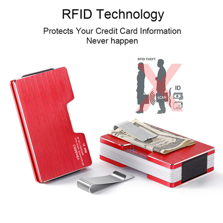 rfid-ป้องกันโลหะที่ใส่บัตรชายกระเป๋าเงินกระเป๋าสตางค์สีดำชายมินิสมาร์ท-magic-กระเป๋าใส่บัตรดีไซน์เรียบง่ายอลูมิเนียม2021