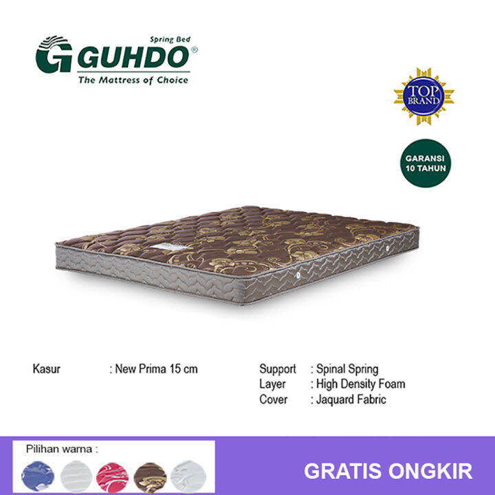 Kasur Spring Bed Guhdo Springbed New Prima Coklat Tebal 15 Cm Size 180